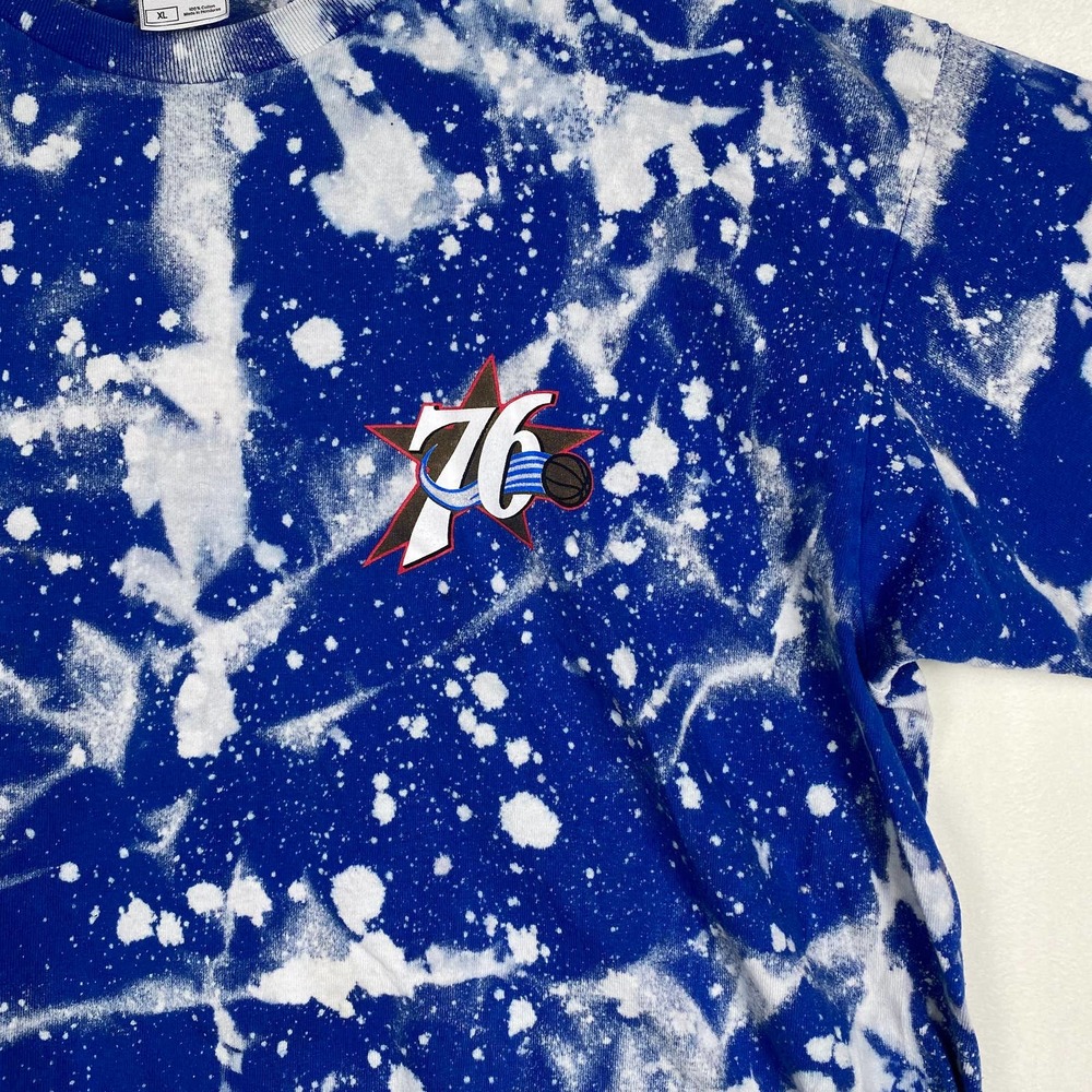 76ERS NBA Women's Size XL‎ Custom Reverse Tie Dye Cropped Short Sleeve Tee Shirt - Picture 2 of 7